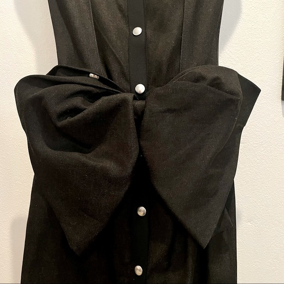 LANVIN Black Cotton Denim Bow-Back Snap Dress US 4 - Picture 7 of 10